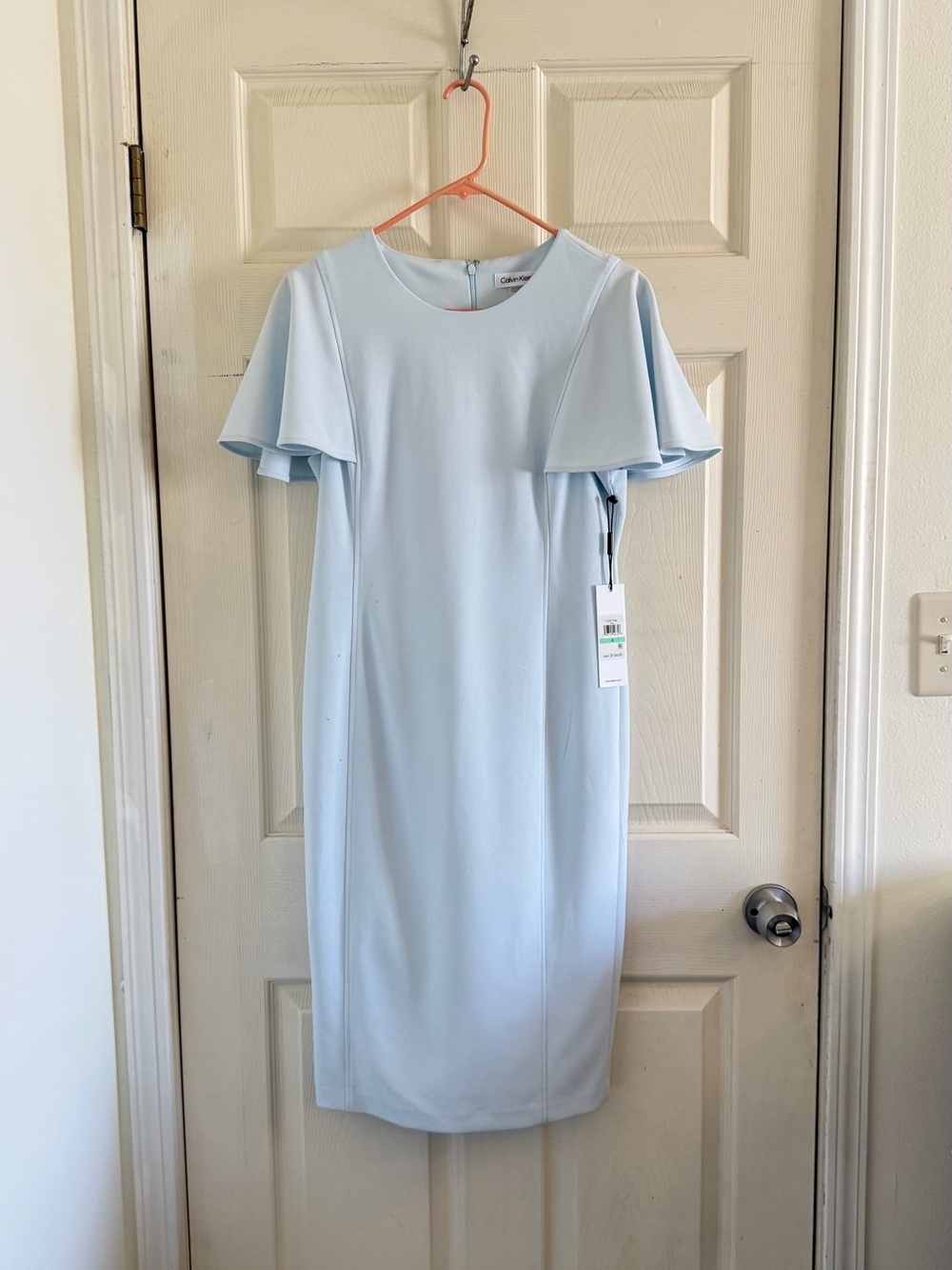 Calvin Klein Light Blue Flutter Sleeve Sheath Dress